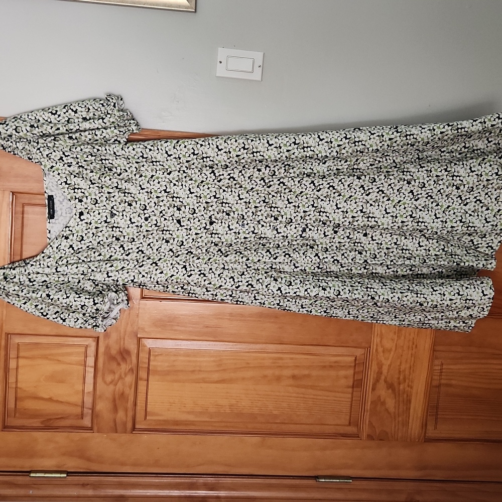 Floral button up short sleeve with elastic Maxi Dress euro size 42